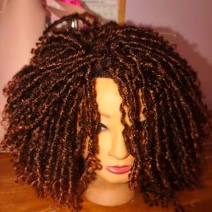 Brown dreaded curly wig